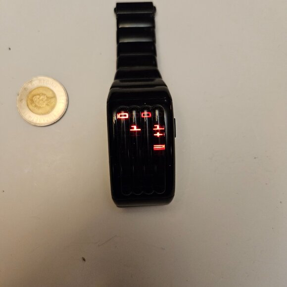 Futuristic Tokyoflash Kisai Sequence (Keisan) Black Red LED Cryptic Watch - Picture 11 of 16